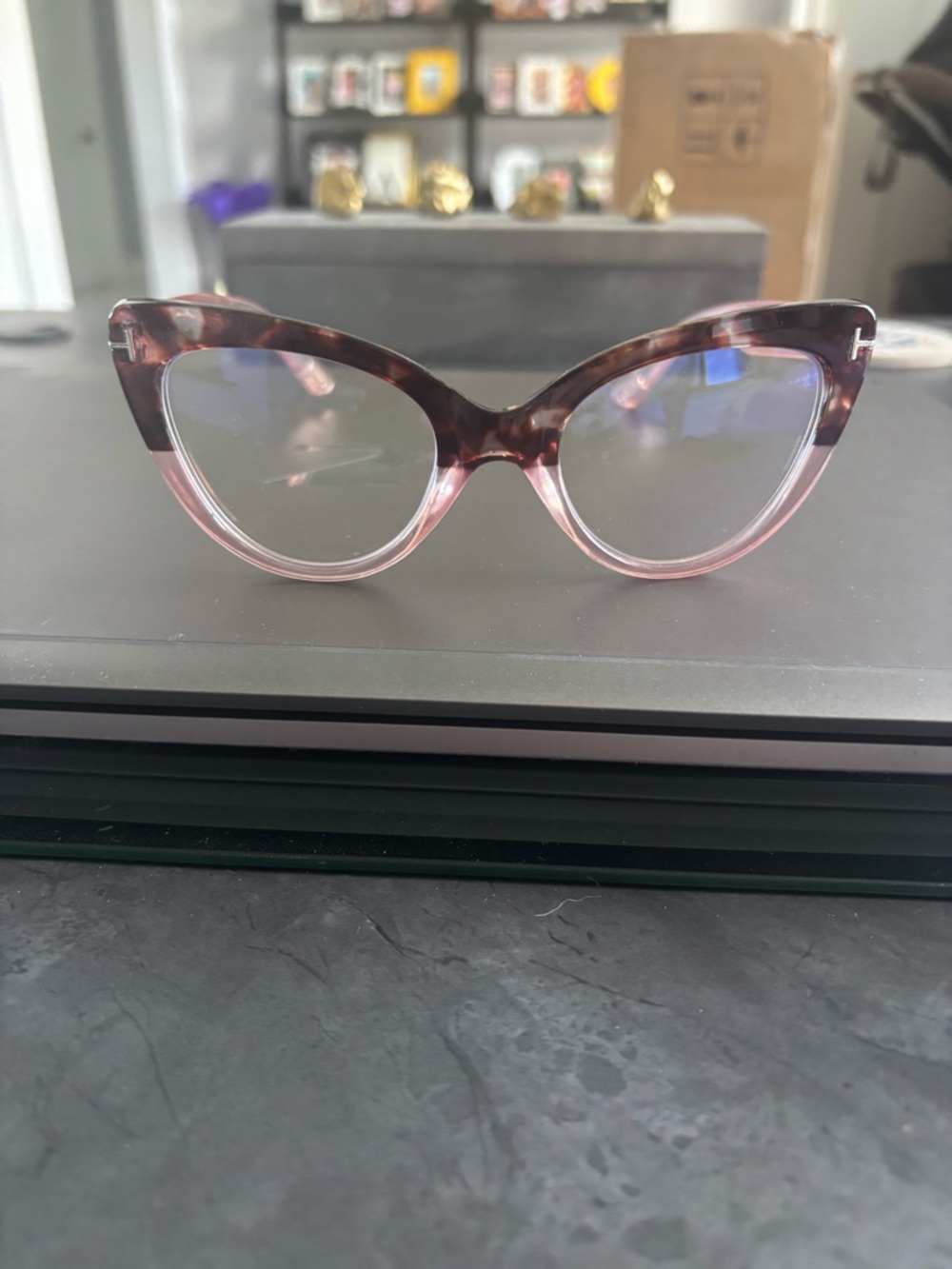 Tortoise Pink Gradient Cat-Eye Women's Blue Light Blocking Eyeglasses
